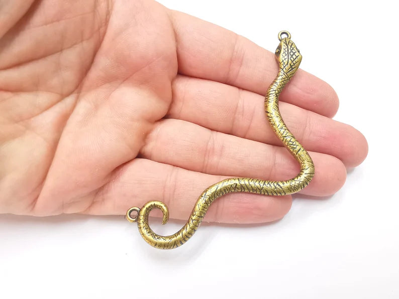 Snake Connector Charms, Antique Bronze Plated (98mm) G28869