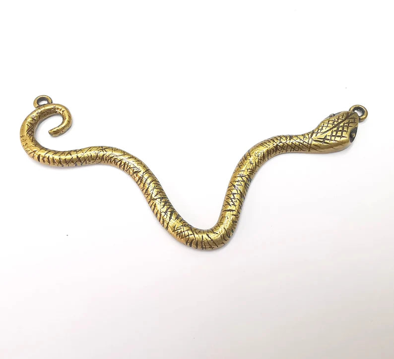 Snake Connector Charms, Antique Bronze Plated (98mm) G28869