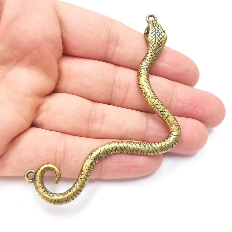 Snake Connector Charms, Antique Bronze Plated (98mm) G28869
