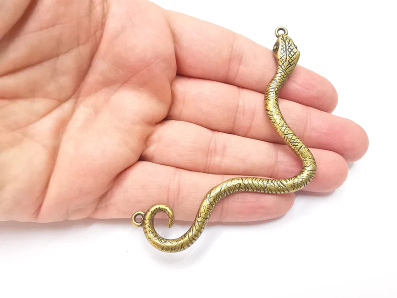 Snake Connector Charms, Antique Bronze Plated (98mm) G28869