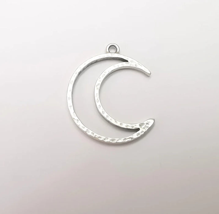 5 Moon Charms Antique Silver Plated Crescent Charms (35x29mm) G28873