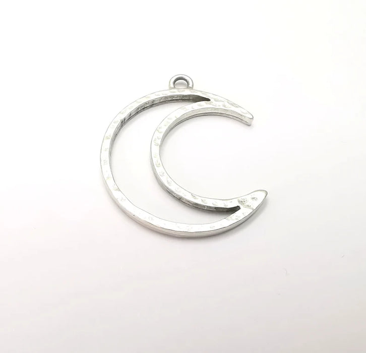 5 Moon Charms Antique Silver Plated Crescent Charms (35x29mm) G28873