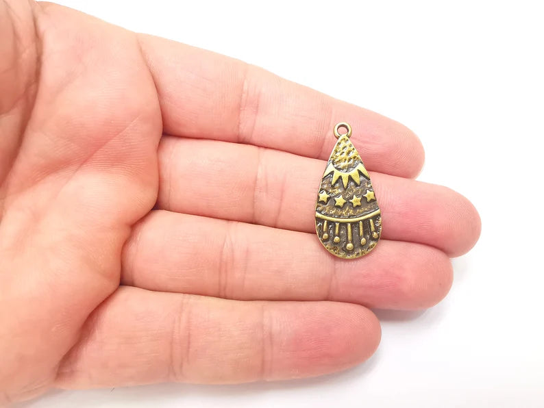 Drop Stars Charms, Sun Charm, Antique Bronze Plated Falling Star Charms (33x16mm) G28874