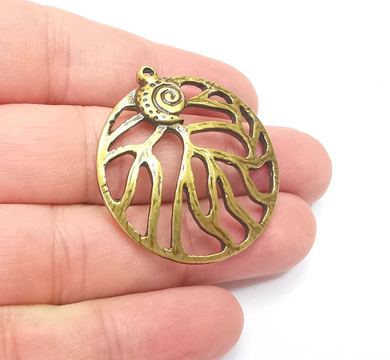 Antique Bronze Unique Charms, Antique Bronze Plated DIY Charms (40x36mm) G28880
