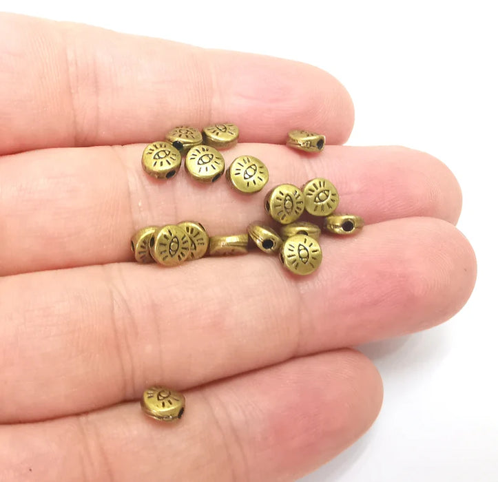 10 Eye Beads Antique Bronze Plated Metal Beads (5mm) G28884