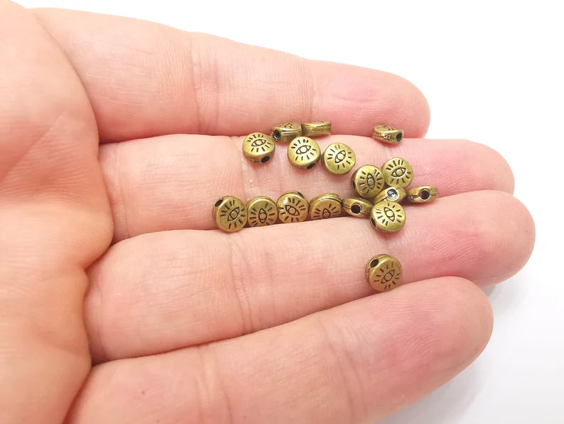 10 Eye Beads Antique Bronze Plated Metal Beads (5mm) G28884