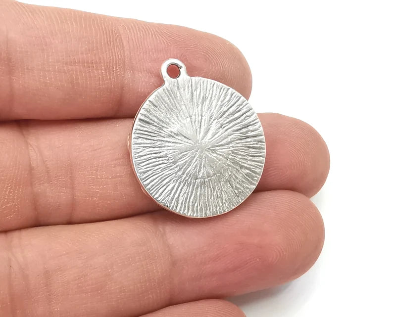 Swirl Pendant Bezel, Resin Blank, inlay Mountings, Mosaic Frame, Cabochon Bases, Dry Flower Settings, Antique Silver Plated (8mm) G28885