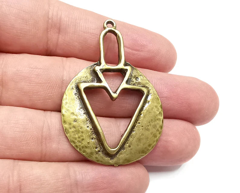 Point Charm, Antique Bronze Plated Charms (50x33mm) G28886