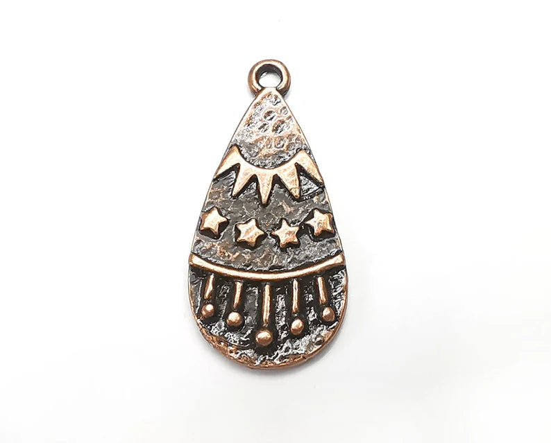 Drop Stars Charms, Sun Charm, Antique Copper Plated Falling Star Charms (33x16mm) G28893