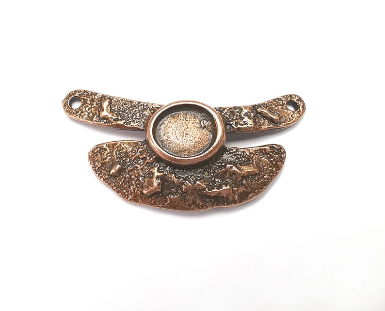 Unique Pendant Bezel, Resin Blank, inlay Mounting, Mosaic Frame Cabochon Base Dry Flower Setting, Antique Copper Plated 12x10mm bezel G28894