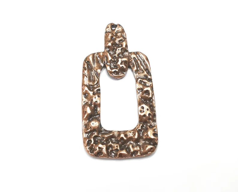 Organic Shape Charms, Antique Copper Plated Charms (60x29mm) G28896