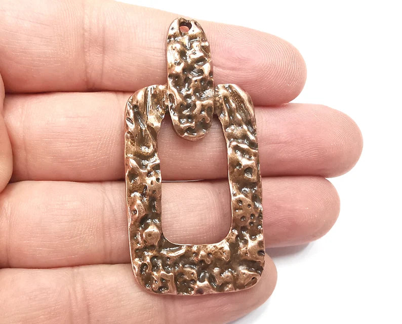 Organic Shape Charms, Antique Copper Plated Charms (60x29mm) G28896