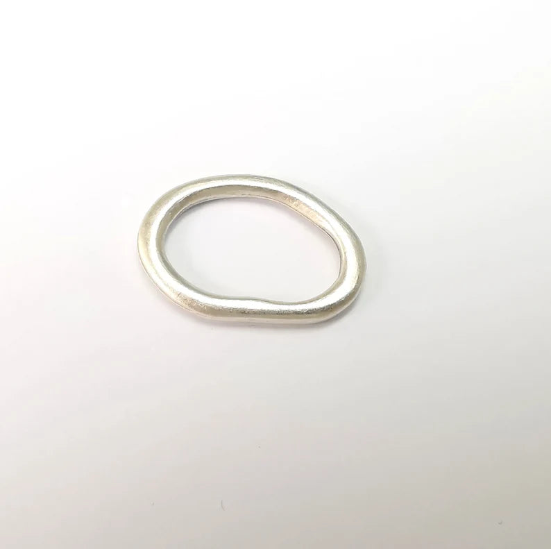 5 Oval Organic Shape Connector Charms Antique Silver Plated Findings (24x17mm) G29003