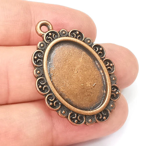 Oval Charm Bezel, Resin Blank, inlay Mounting, Mosaic Pendant Frame, Cabochon Base,Dry Flower Setting,Antique Copper Plated (25x18mm) G29005