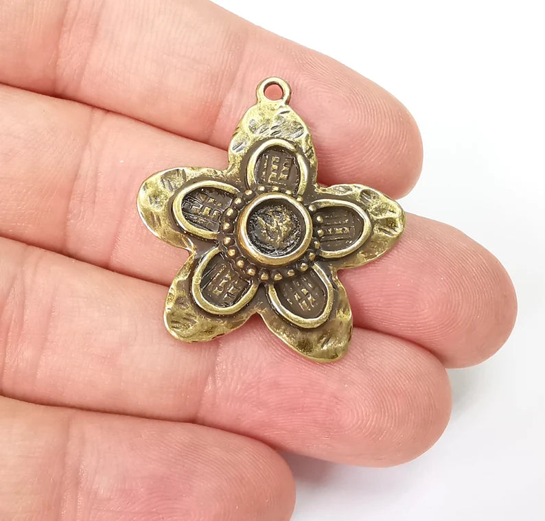 Flower Pendant Bezel, Resin Blank, inlay Mountings, Mosaic Frame, Cabochon Bases, Dry Flower Settings, Antique Bronze Plated (6mm) G29006