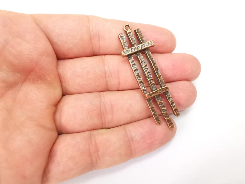 Hammered Sticks Charms, Antique Copper Plated (59x18mm) G29008