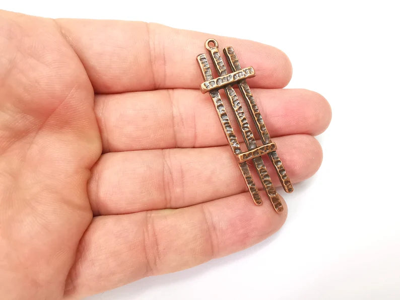 Hammered Sticks Charms, Antique Copper Plated (59x18mm) G29008