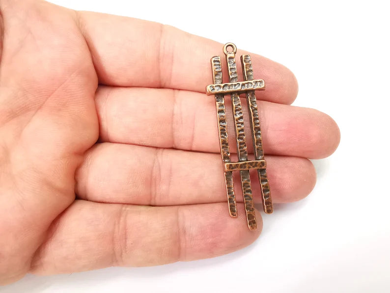 Hammered Sticks Charms, Antique Copper Plated (59x18mm) G29008