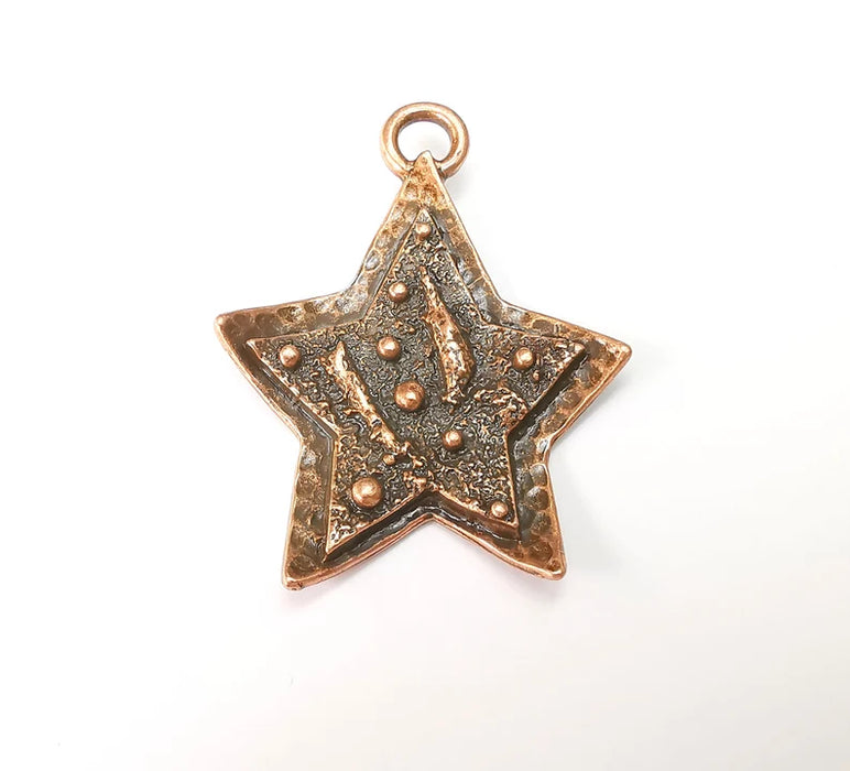 Star Charms, Falling Star Charm, Antique Copper Plated Night Sky Charms (56x43mm) G29017