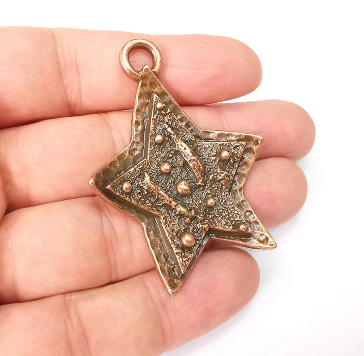 Star Charms, Falling Star Charm, Antique Copper Plated Night Sky Charms (56x43mm) G29017