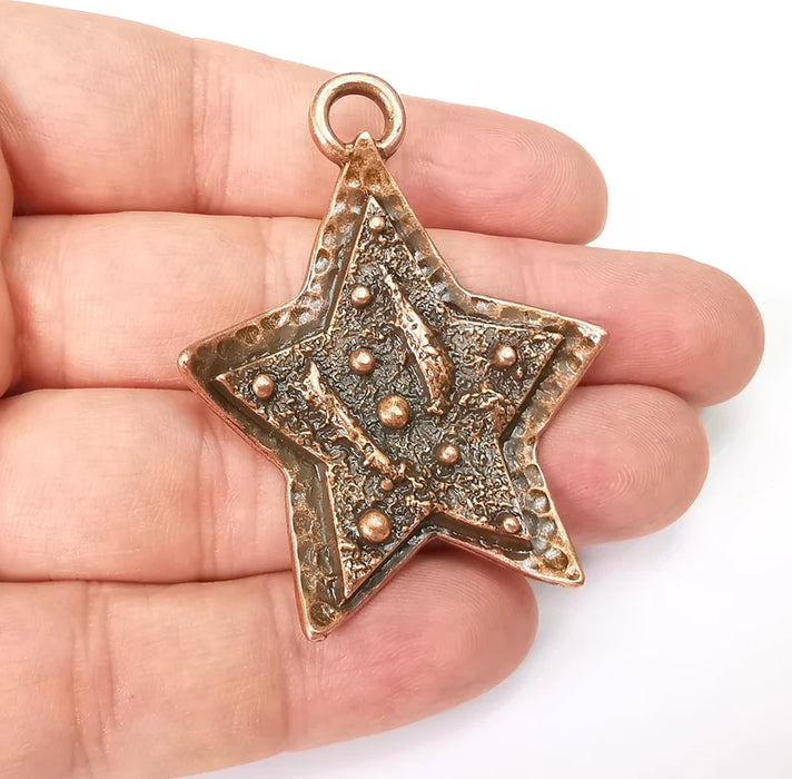 Star Charms, Falling Star Charm, Antique Copper Plated Night Sky Charms (56x43mm) G29017