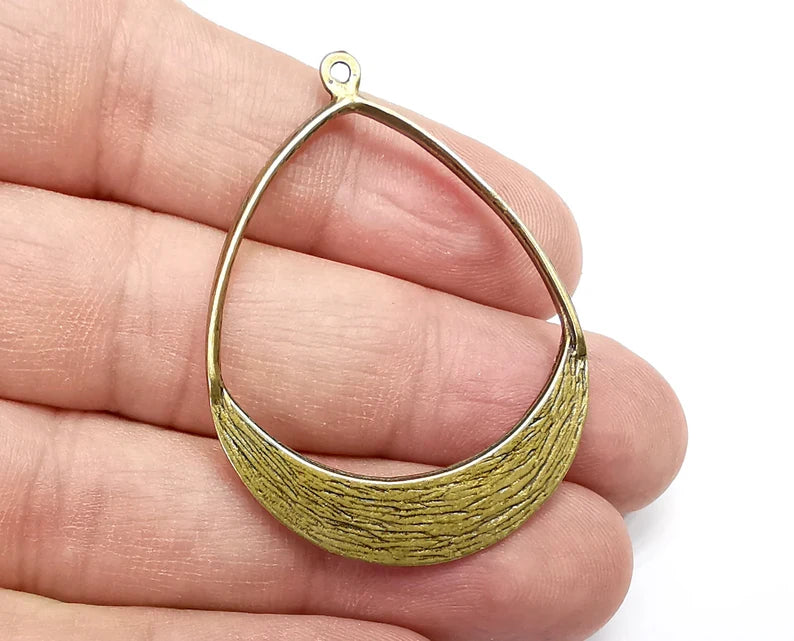 Drop Charms, Brushed Pendant Antique Bronze Plated (47x34mm) G29044