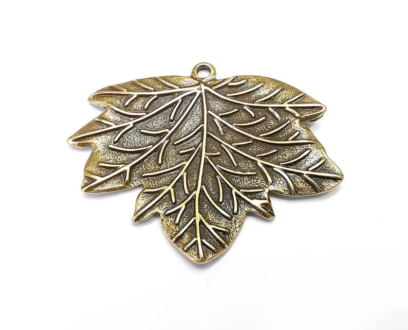 Leaf Dangle Charms Pendant, Antique Bronze Plated Charms (66x53mm) G29046