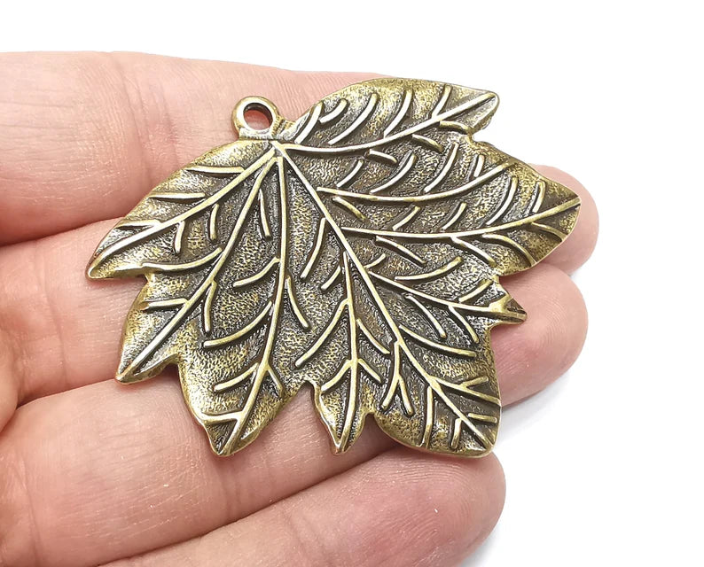 Leaf Dangle Charms Pendant, Antique Bronze Plated Charms (66x53mm) G29046