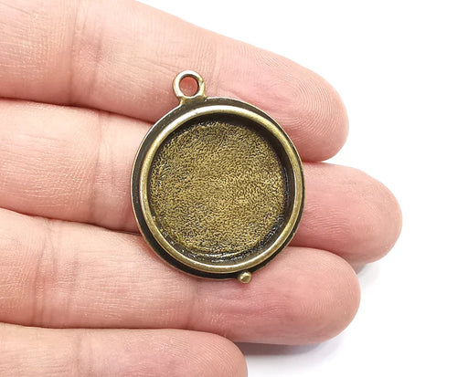 Round Pendant Blanks, Resin Bezel Bases, Mosaic Mountings, Dry flower Frame, Polymer Clay base, Antique Bronze Plated (24mm) G29048