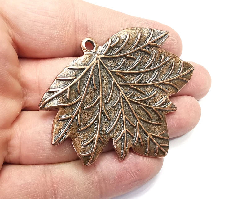 Leaf Dangle Charms Pendant, Antique Copper Plated Charms (66x53mm) G29049