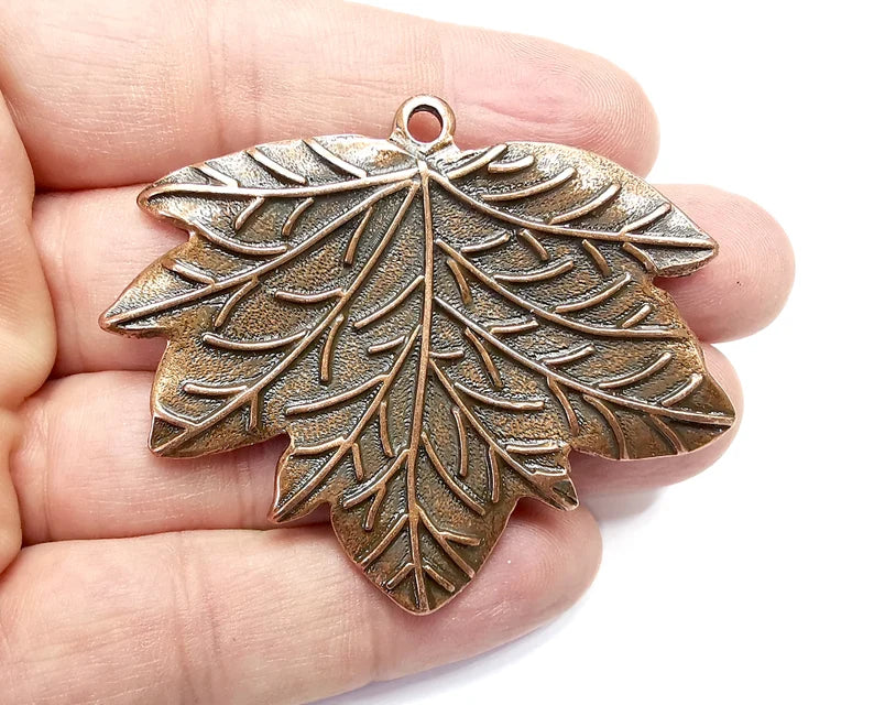 Leaf Dangle Charms Pendant, Antique Copper Plated Charms (66x53mm) G29049