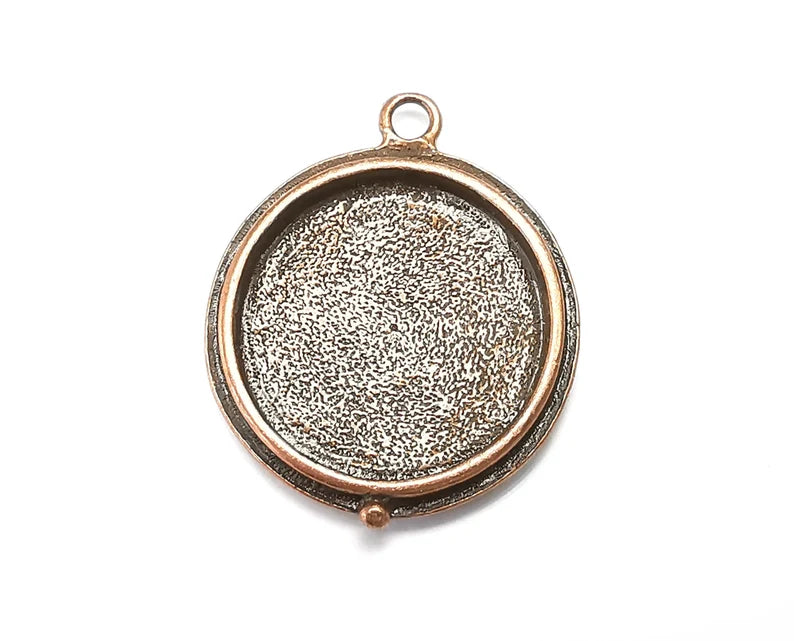 Round Pendant Blanks, Resin Bezel Bases, Mosaic Mountings, Dry flower Frame, Polymer Clay base, Antique Copper Plated (24mm) G29051