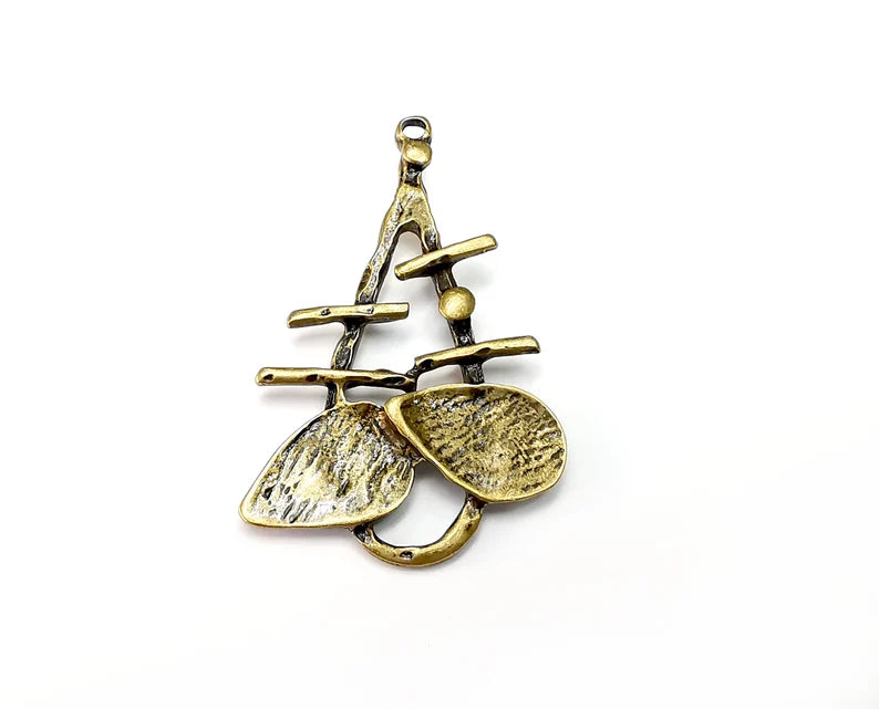 Ethnic Dangle Charms, Antique Bronze Plated Charms (53x32mm) G25266