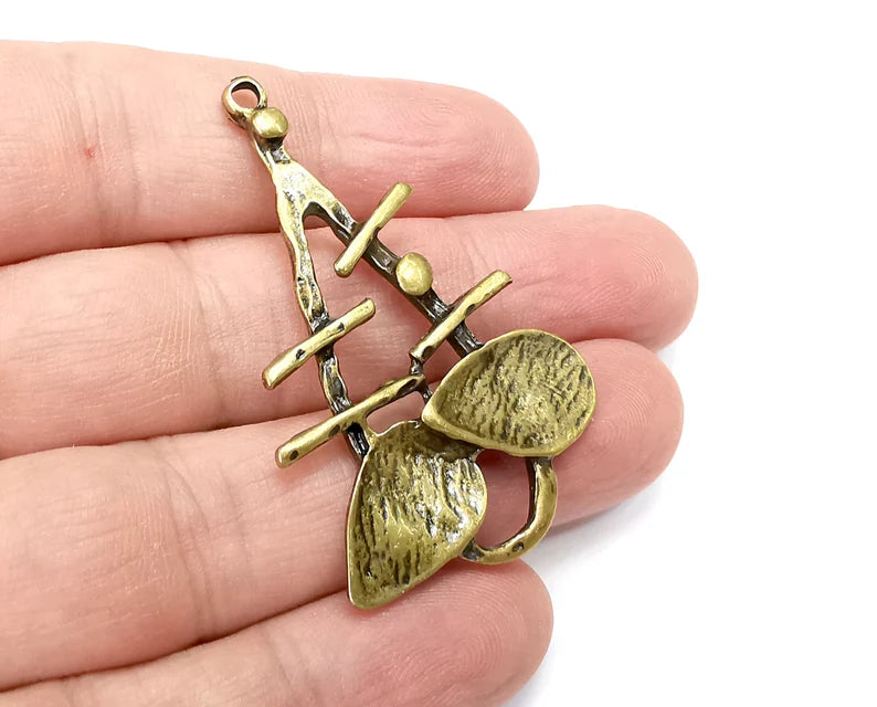 Ethnic Dangle Charms, Antique Bronze Plated Charms (53x32mm) G25266