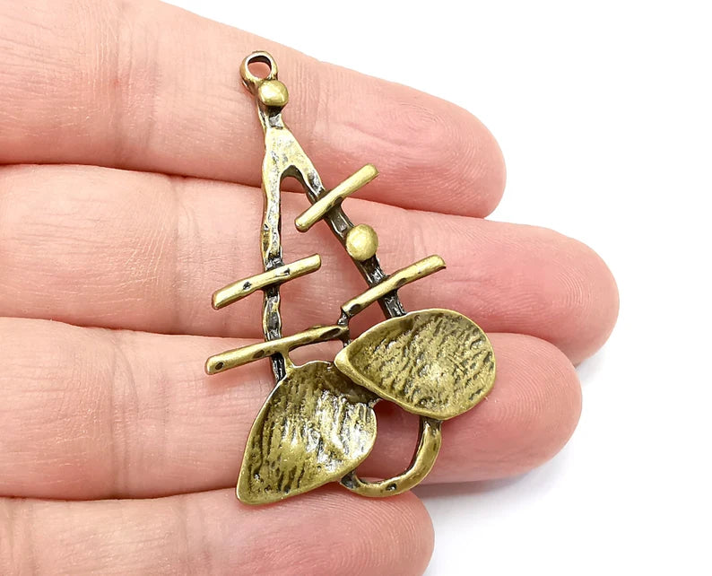 Ethnic Dangle Charms, Antique Bronze Plated Charms (53x32mm) G25266