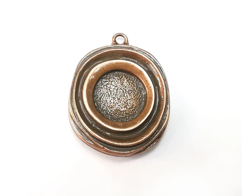 Round Pendant Blanks, Resin Bezel Bases, Mosaic Mountings, Dry flower Frame, Polymer Clay base, Antique Copper Plated (17mm) G29072