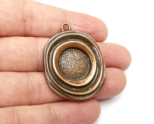 Round Pendant Blanks, Resin Bezel Bases, Mosaic Mountings, Dry flower Frame, Polymer Clay base, Antique Copper Plated (17mm) G29072