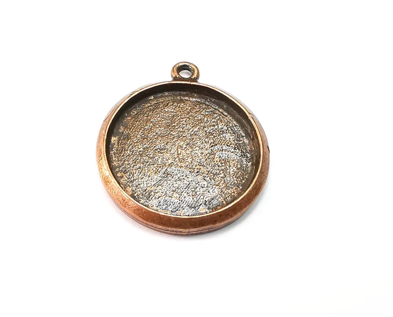 Round Charm Bezel, Resin Blank, inlay Mounting, Mosaic Pendant Frame, Cabochon Base,Dry Flower Setting,Antique copper Plated (25mm) G29082