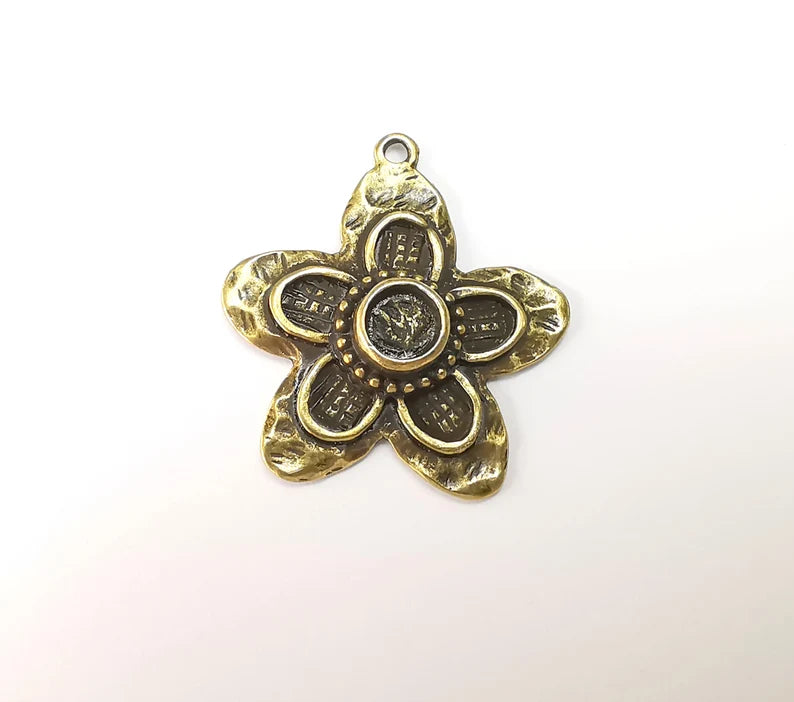Flower Pendant Bezel, Resin Blank, inlay Mountings, Mosaic Frame, Cabochon Bases, Dry Flower Settings, Antique Bronze Plated (6mm) G29006