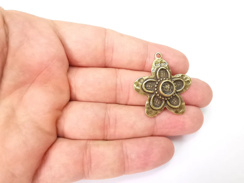 Flower Pendant Bezel, Resin Blank, inlay Mountings, Mosaic Frame, Cabochon Bases, Dry Flower Settings, Antique Bronze Plated (6mm) G29006