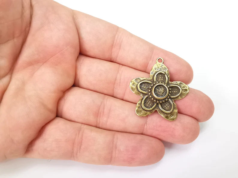 Flower Pendant Bezel, Resin Blank, inlay Mountings, Mosaic Frame, Cabochon Bases, Dry Flower Settings, Antique Bronze Plated (6mm) G29006