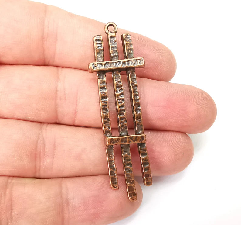 Hammered Sticks Charms, Antique Copper Plated (59x18mm) G29008