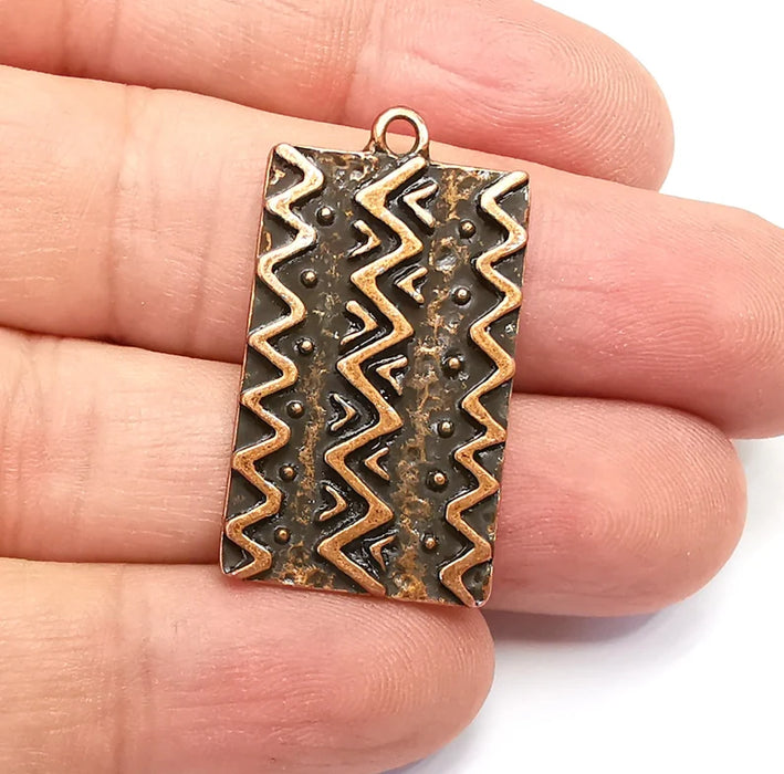 Inca Charms, Motif Charms, Antique Copper Plated (35x20mm) G29089