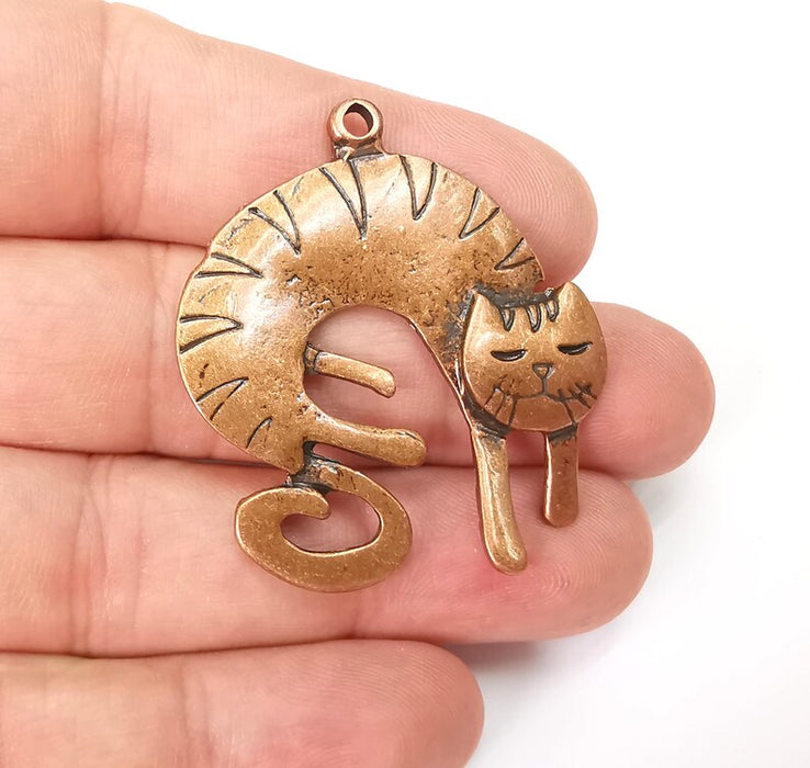 Cat Charms, Antique Copper Plated (45x42mm) G19010