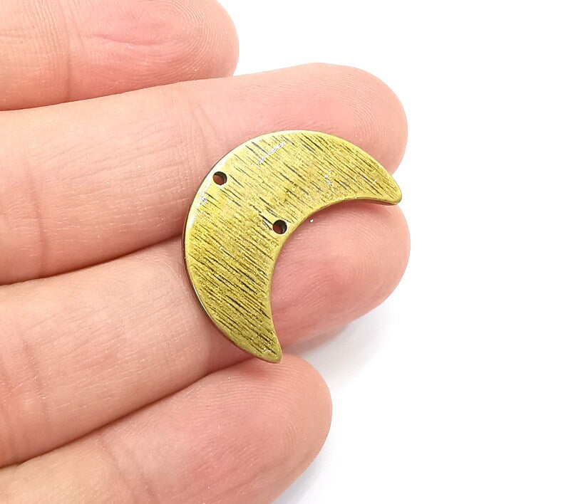 2 Moon Crescent Connector Charms, The Phases of The Moon, Antique Bronze Plated Charms (27x19mm) G29096