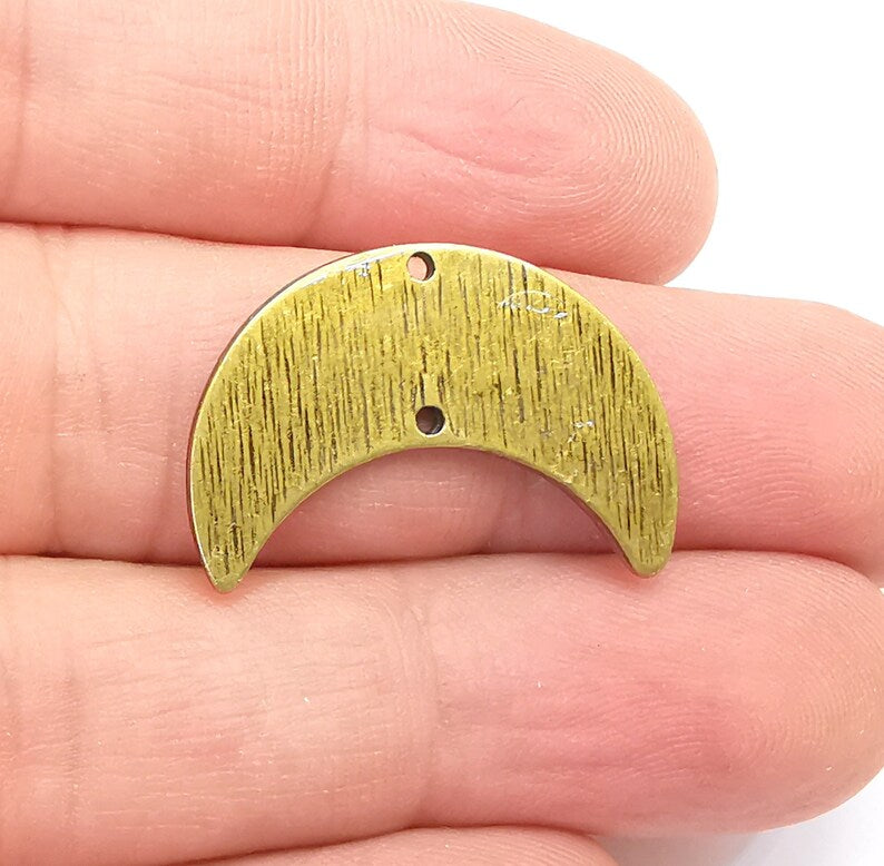 2 Moon Crescent Connector Charms, The Phases of The Moon, Antique Bronze Plated Charms (27x19mm) G29096