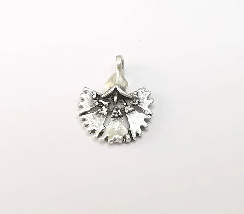 Flower Leaf Charms Antique Silver Plated Clove Brass (19x14mm) G29097