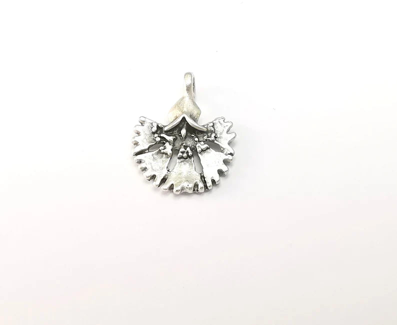 Flower Leaf Charms Antique Silver Plated Clove Brass (19x14mm) G29097