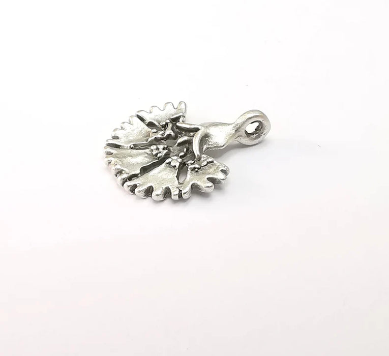 Flower Leaf Charms Antique Silver Plated Clove Brass (19x14mm) G29097