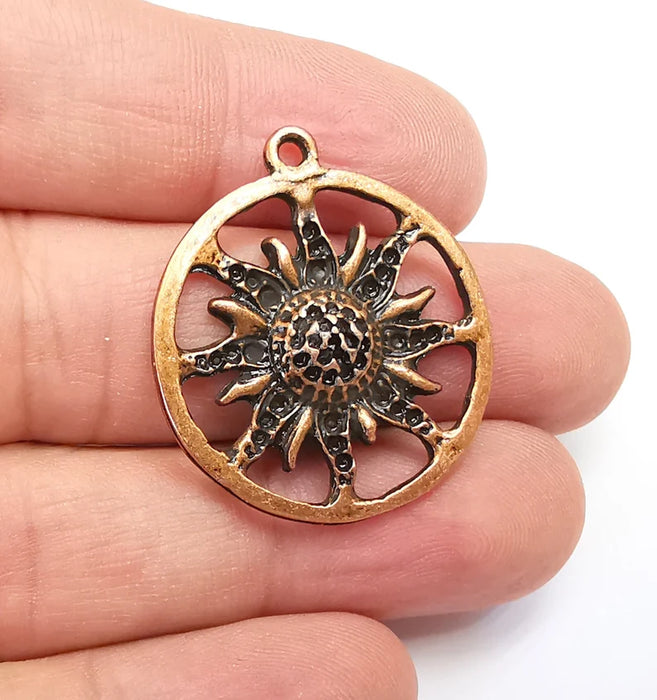 Sun Charms Antique Copper Plated Charms (32x28mm) G29098